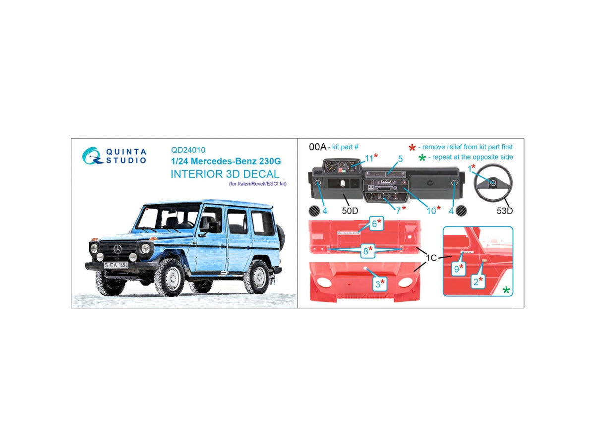 Quinta Studio QD24010 Mercedes-Benz 230G 3D-Printed colored Interior on decal paper (Italeri-Revell-ESCI) 1/24 – obrázek 2