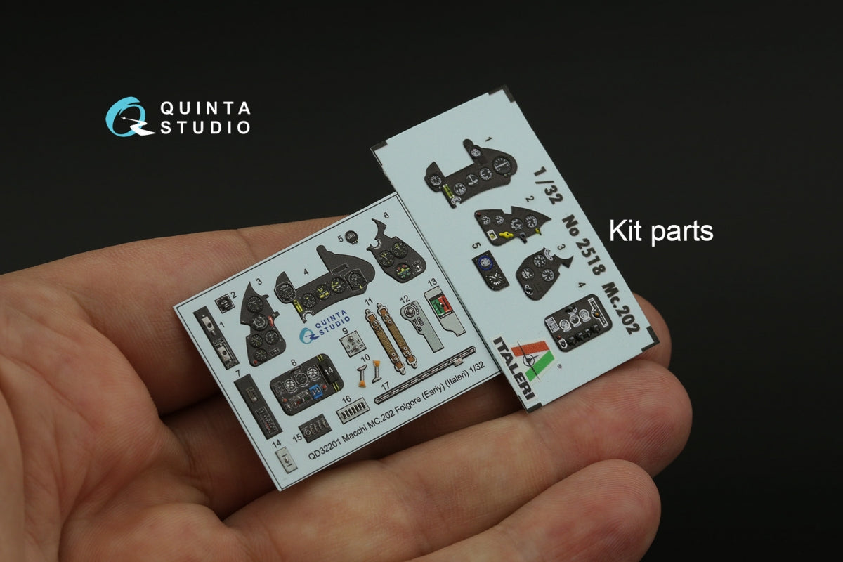 Quinta Studio QD32201 Macchi MC.202 Folgore Early 3D-Printed &amp;amp; colored Interior on decal paper (Italeri) 1/32 – Bild 13