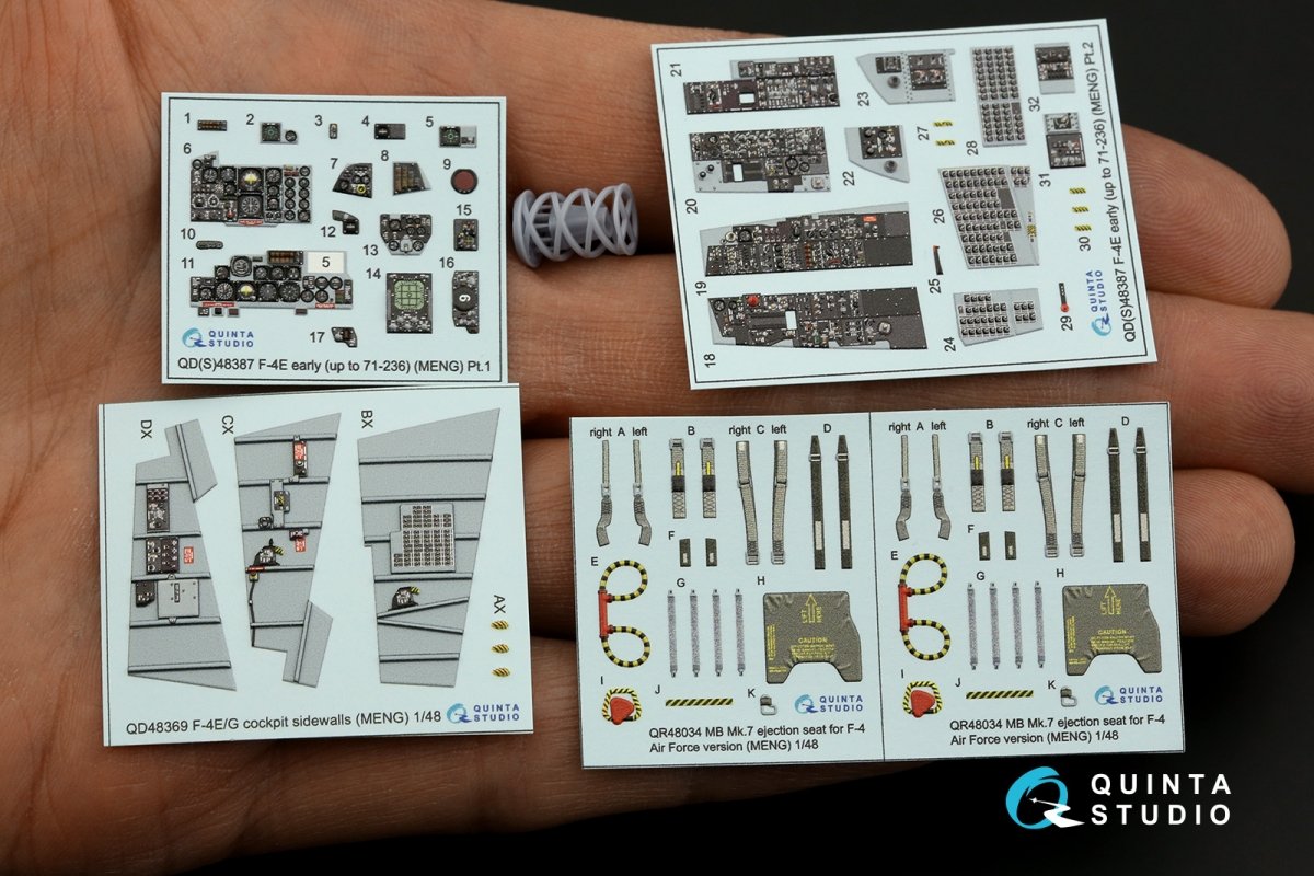 Quinta Studio QD+48387 F-4E early with slatted wing 3D-Printed &amp;amp; coloured Interior on decal paper (Meng) (with 3D-printed resin parts) 1/48 – zdjęcie 3