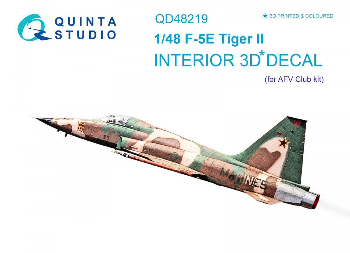 Quinta Studio QD48219 F-5E 3D-Printed &amp;amp; colored Interior on decal paper (AFV club) 1/48