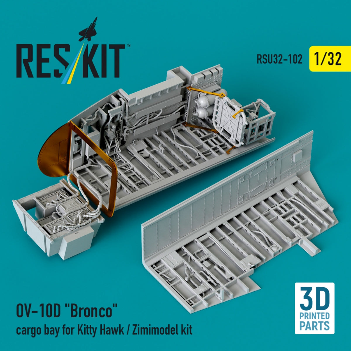 RESKIT RSU32-0102 OV-10D &amp;quot;Bronco&amp;quot; cargo bay for Kitty Hawk/Zimimodel kit (3D Printed) 1/32 – image 2