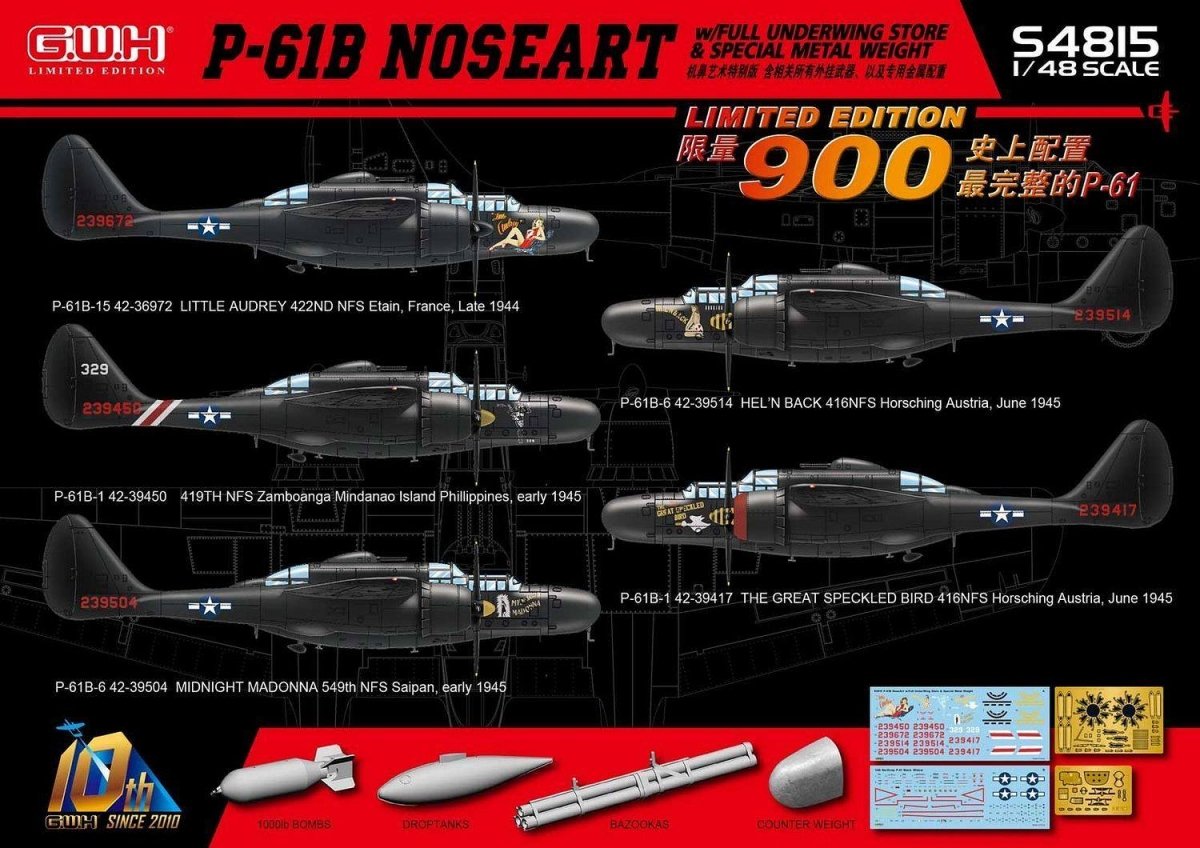 Great Wall Hobby S4815 P-61B Noseart &amp;amp; Weapons 1/48 – Bild 2