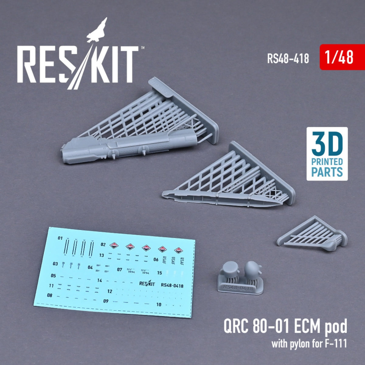 RESKIT RS48-0418 QRC 80-01 ECM POD WITH PYLON FOR F-111 (3D PRINTED) 1/48 – Bild 2