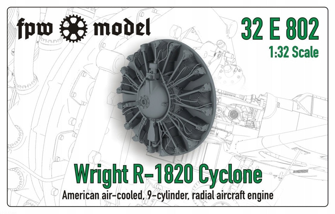 Maquette FPW 32E802 Wright R-1820 Cyclone (Fixe) 1/32