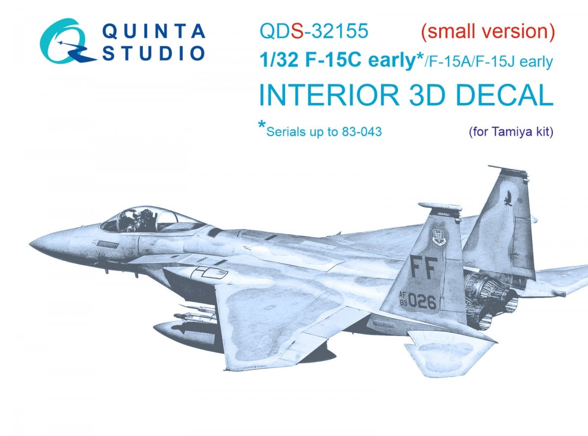 Quinta Studio QDS-32155 F-15C Early/F-15A/F-15J early 3D-Printed &amp;amp; colored Interior on decal paper (Tamiya) (small version) 1/32