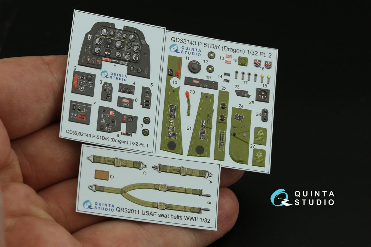 Quinta Studio QD32143 P-51D/K Mustang 3D-Printed &amp;amp; colored Interior on decal paper (Dragon) 1/32 – Bild 3