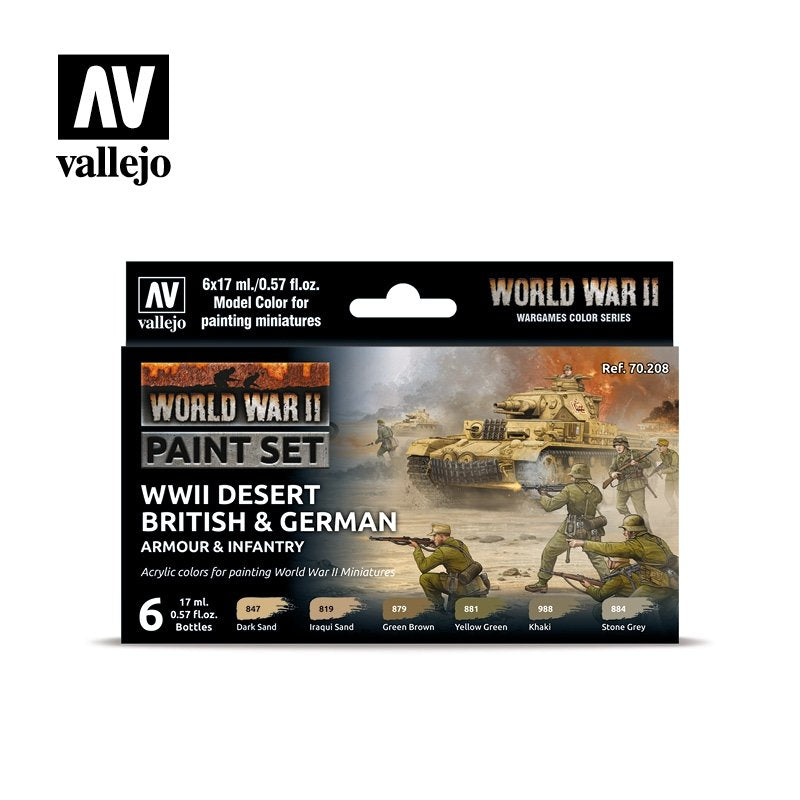 Vallejo 70208 Seconde Guerre mondiale Désert Blindés et infanterie britanniques et allemands 6x17ml