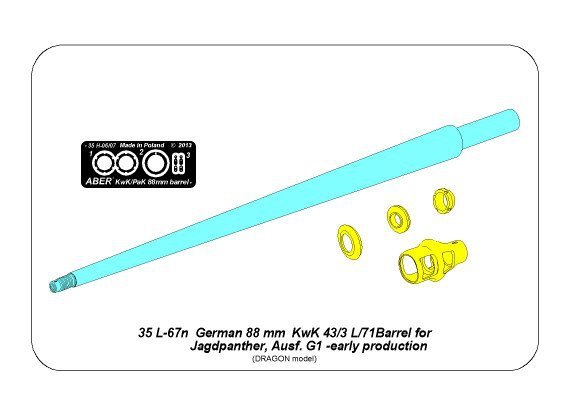 Aber 35L-067N 88 mm Pak 43/3 L/71 Barrel for German Tank Destroyer Jagdpanther Ausf.G1 early 1/35 – Bild 6