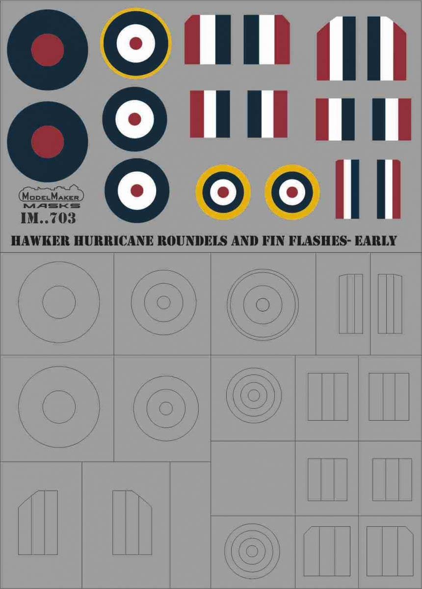 ModelMaker Decals IM48703 HAWKER HURRICANE ROUNDELS AND FIN FLASHES - EARLY 1/48 – image 3