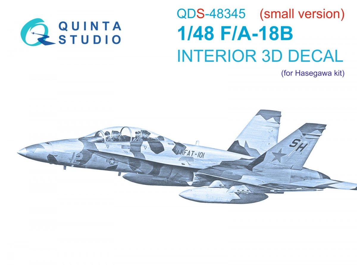 Quinta Studio QDS-48345 F/A-18B 3D-Printed &amp;amp; colored Interior on decal paper (Hasegawa) (Small version) 1/48