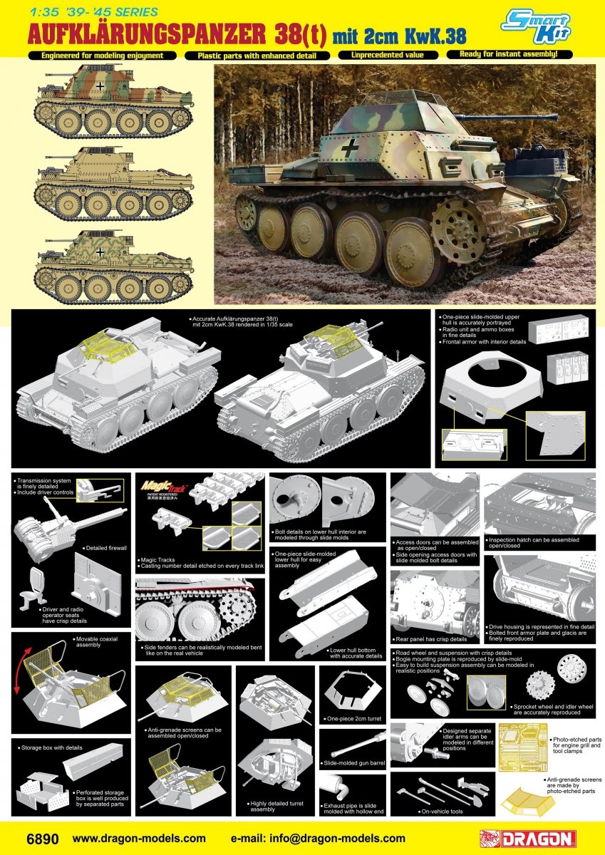 Dragon 6890 Aufklarungspanzer 38(t) mit 2cm Kw.K.38 1/35