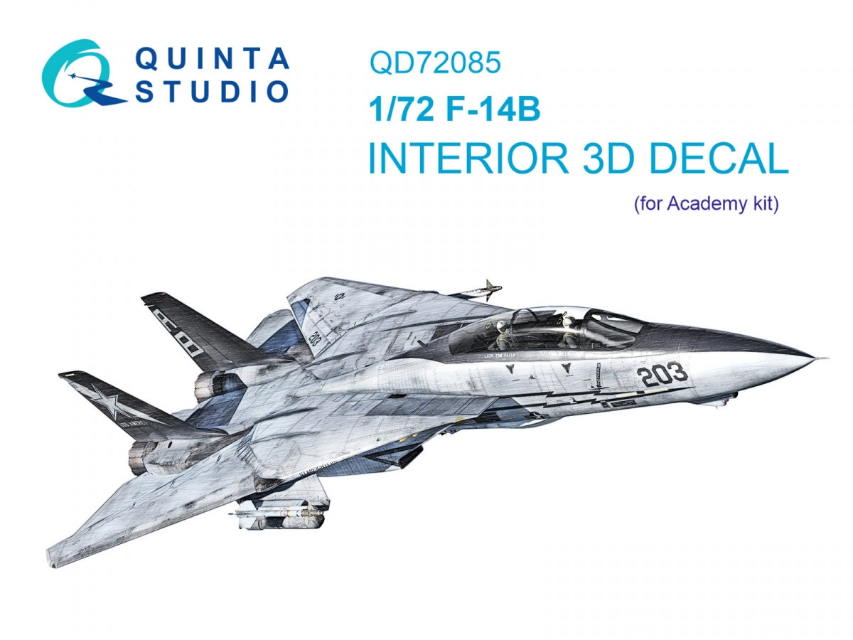 Quinta Studio QD72085 F-14B 3D-Printed &amp;amp; colored Interior on decal paper (Academy) 1/72