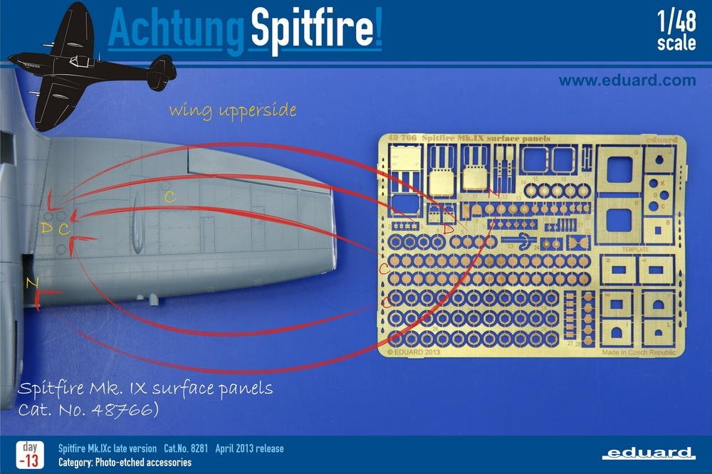 Eduard 48766 Spitfire Mk. IX surface panels 1/48 EDUARD – obrázek 7