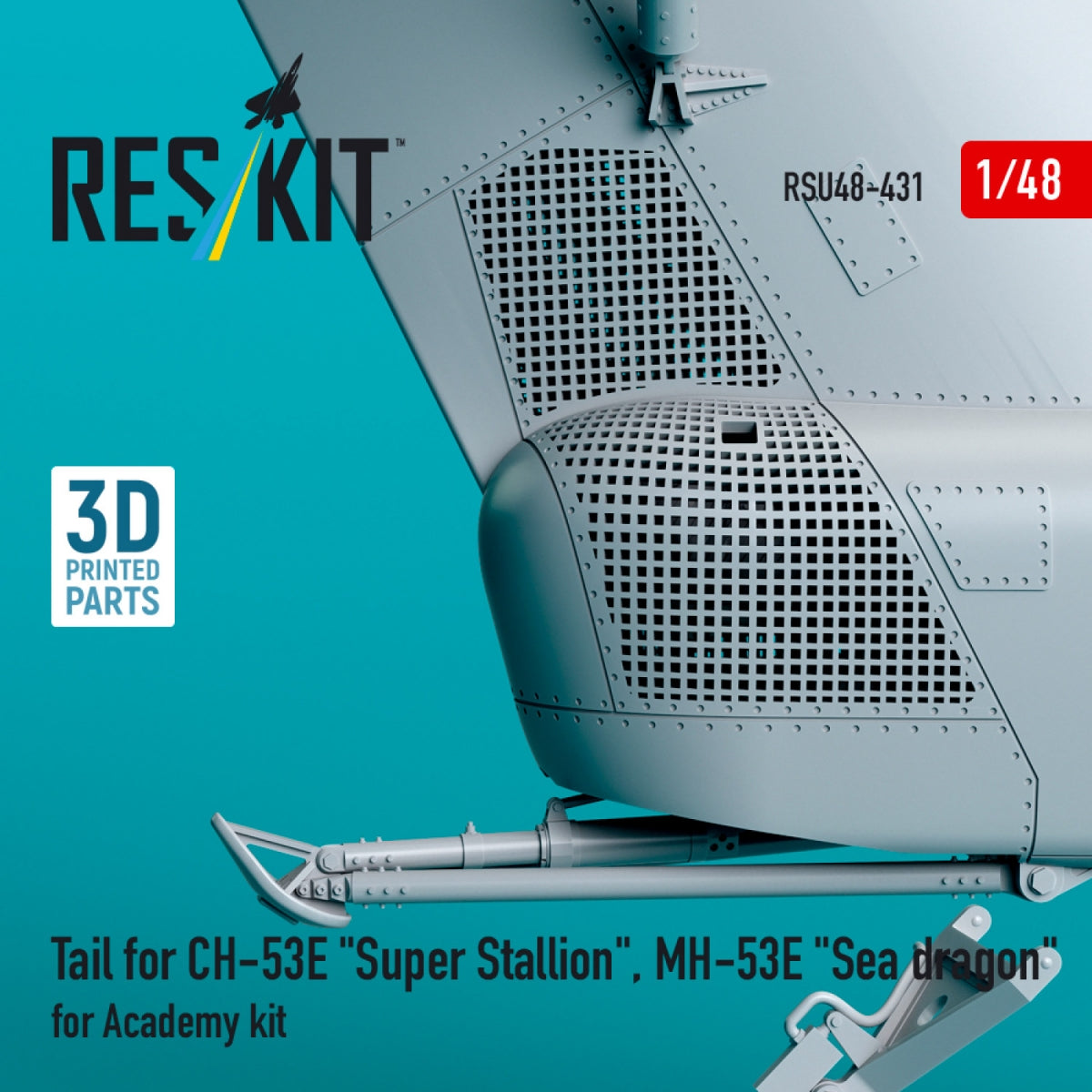 RESKIT RSU48-0431 Tail for CH-53E &amp;quot;Super Stallion&amp;quot;, MH-53E &amp;quot;Sea dragon&amp;quot; for Academy kit (3D printed) 1/48 – immagine 3