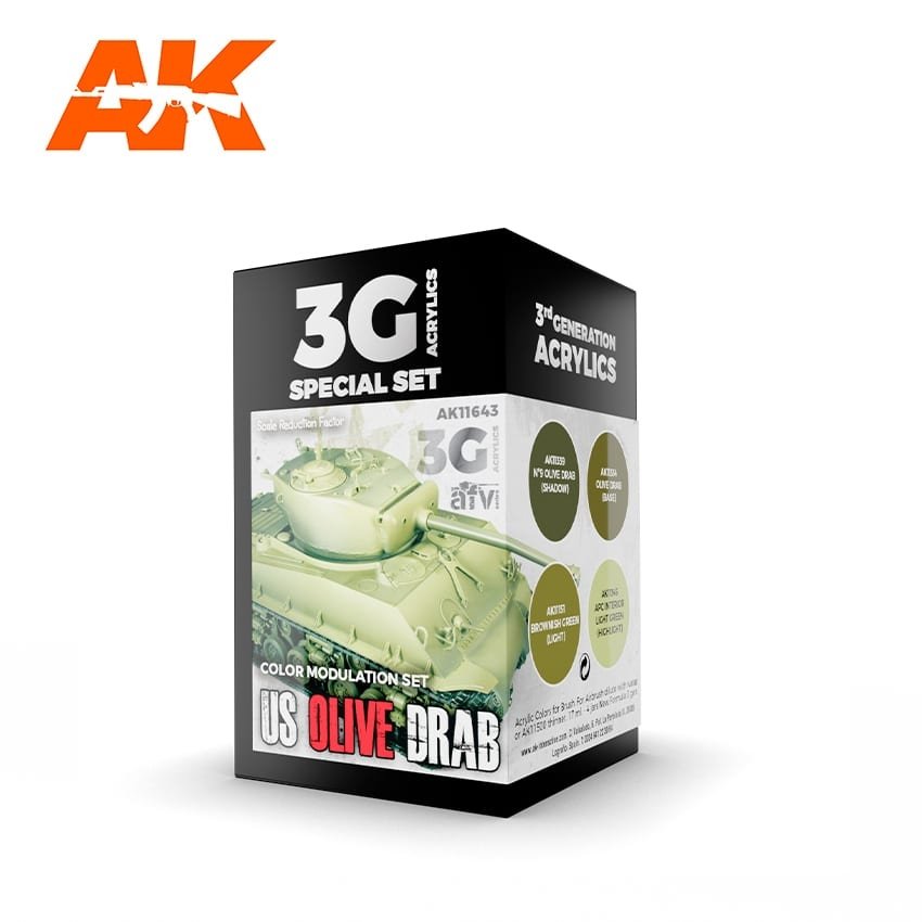 AK Interactive AK11643 US OLIVE DRAB MODULATION SET 4x17 ml 