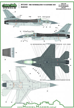 ModelMaker Decals D48163 Netherlands F-16 Insignia&amp;#39;s &amp;amp; stencils Generic set 1/48 – Bild 2