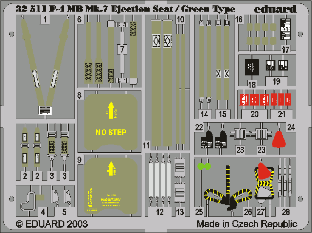 Siège éjectable vert Eduard 32511 F-4, échelle 1/32, Tamiya