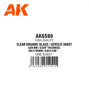 AK Interactive AK6586 0.50 MM // 0.020” THICKNESS- 245 X 195MM // 9.64 X 7.68” – CLEAR ORGANIC GLASS / ACRYLIC SHEET – immagine 2