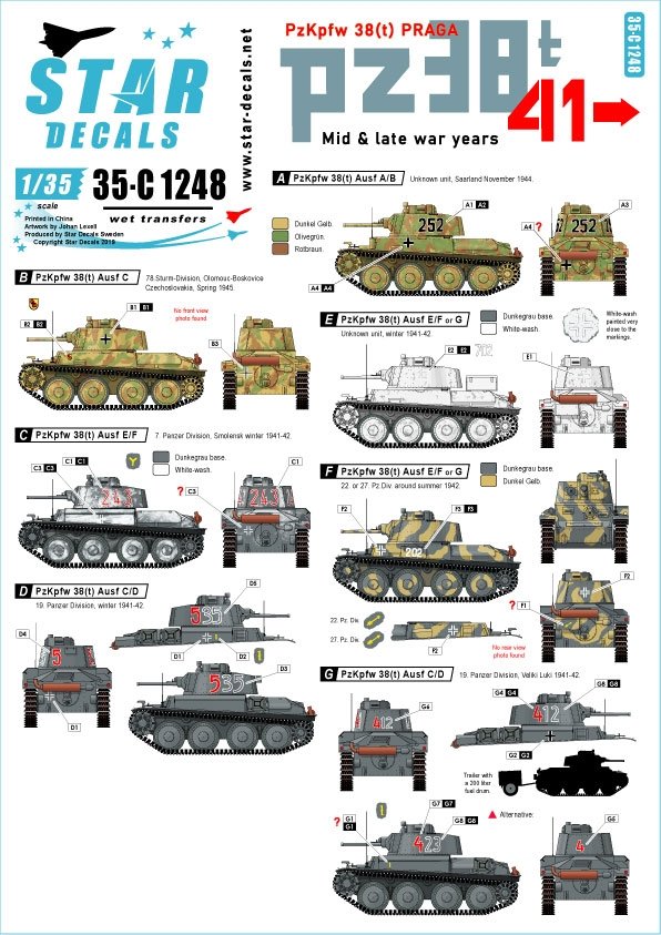 Star Decals 35-C1248 PzKpfw 38(t) Prague 1/35