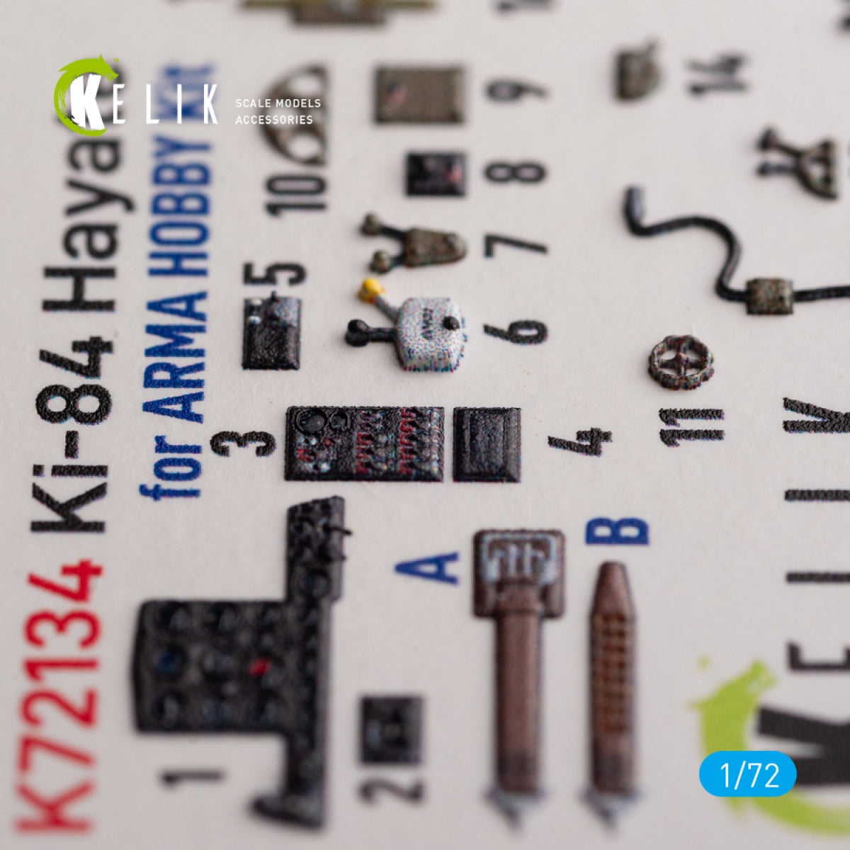 KELIK K72134 Ki-84 Hayate - interior 3D decals for Arma Hobby kit 1/72 – obrázek 5
