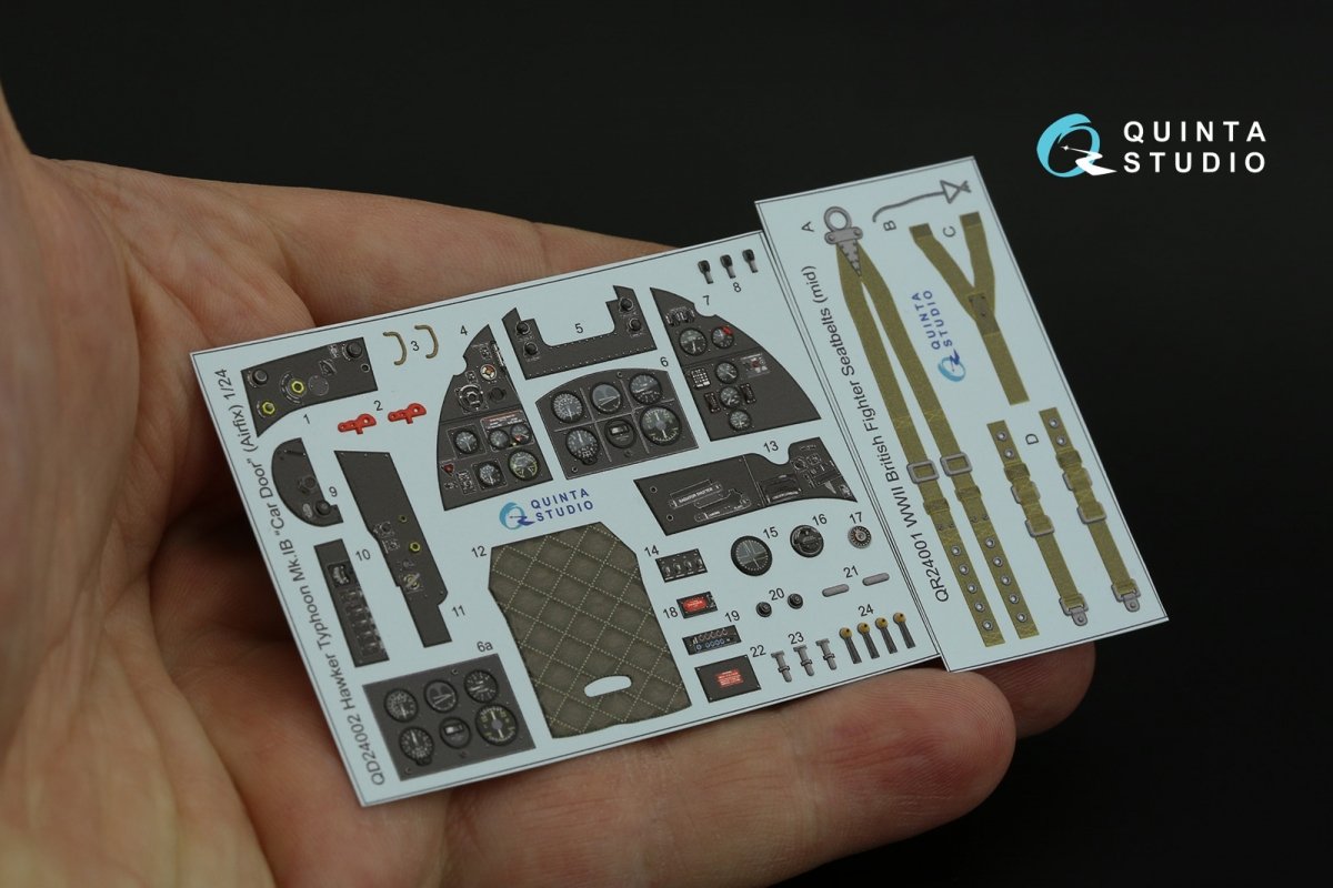 Quinta Studio QD24002 Hawker Typhoon (Car Door) 3D-Printed &amp;amp; colored Interior on decal paper (Airfix) 1/24 – Bild 8