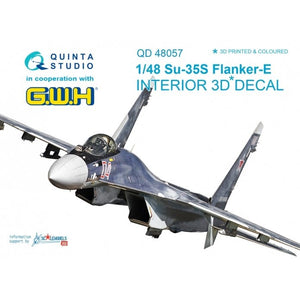 Quinta Studio QD48057 Su-35S 3D-Printed &amp;amp; colored Interior on decal paper (for GWH kit) 1/48