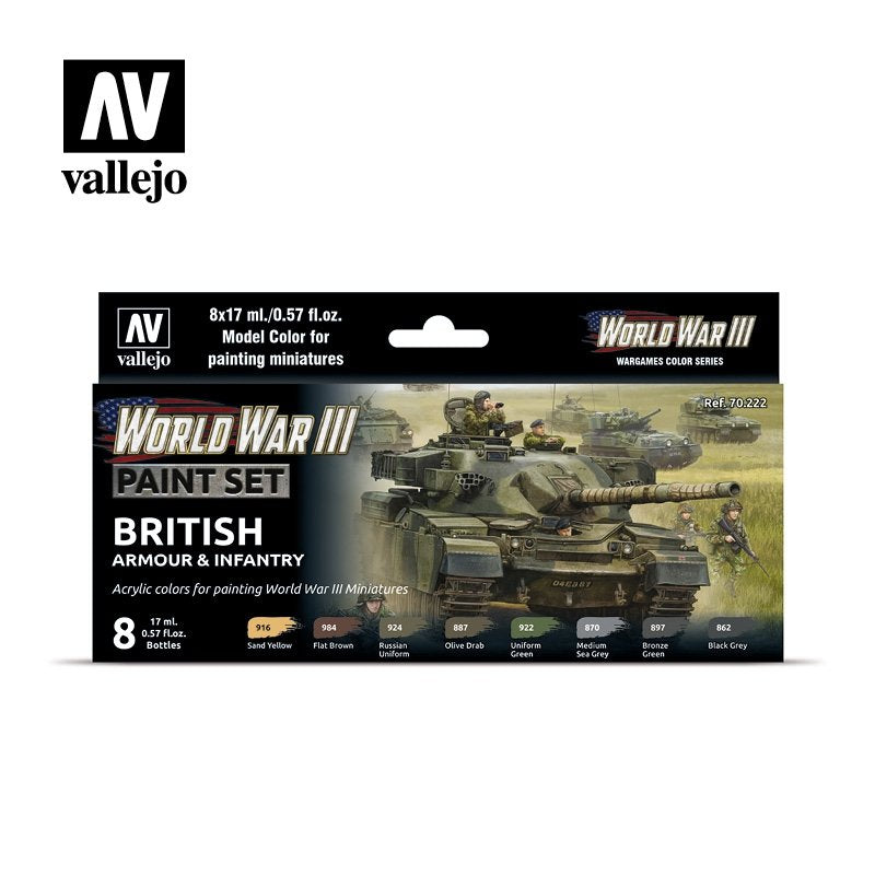 Vallejo 70222 WWIII British Armor &amp;amp; Infantry 8x17ml