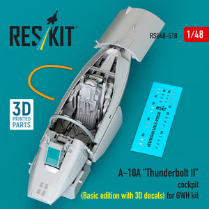 RESKIT RSU48-0518 A-10A "Thunderbolt II" cockpit (Basic edition with 3D decals) for GWH kit (3D Printed) 1/48