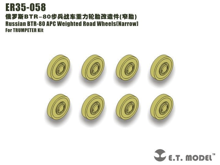 ET Model ER35-058 Russian BTR-80 APC Weighted Road Wheels Narrow For TRUMPETER 1/35