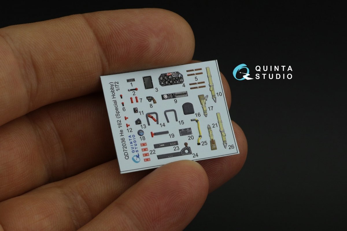 Quinta Studio QD72036 He 162 3D-Printed &amp;amp; colored Interior on decal paper (Special Hobby) 1/72 – immagine 9