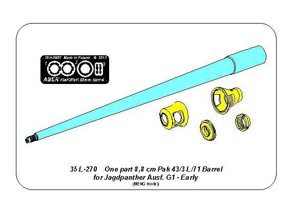 Aber 35L-270 German 8.8cm One part Pak 43/3 L/71 barrel for Jagdpanther Ausf G1 early 1/35 – obrázek 2