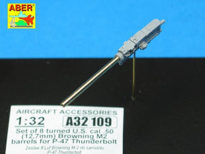 Aber A32109 Ensemble de 8 canons tournés de calibre .50 (12,7 mm) US Browning M2 pour P-47 Thunderbolt (1/32) – image 3