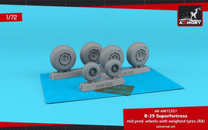 Armory Models AW72357 B-29 Superfortress mid production wheels w/ weighted tires (RA) PE hubcaps 1/72
