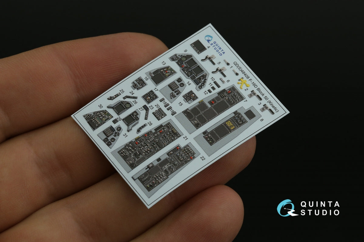 Quinta Studio QD48408 F-16D block 50 3D-Printed &amp;amp; colored Interior on decal paper (Kinetic 2022 tool) 1/48 – immagine 6