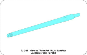 Aber 72L-49 German 75 mm Pak39 L/48 barrel for Hetzer 1/72 – Bild 3