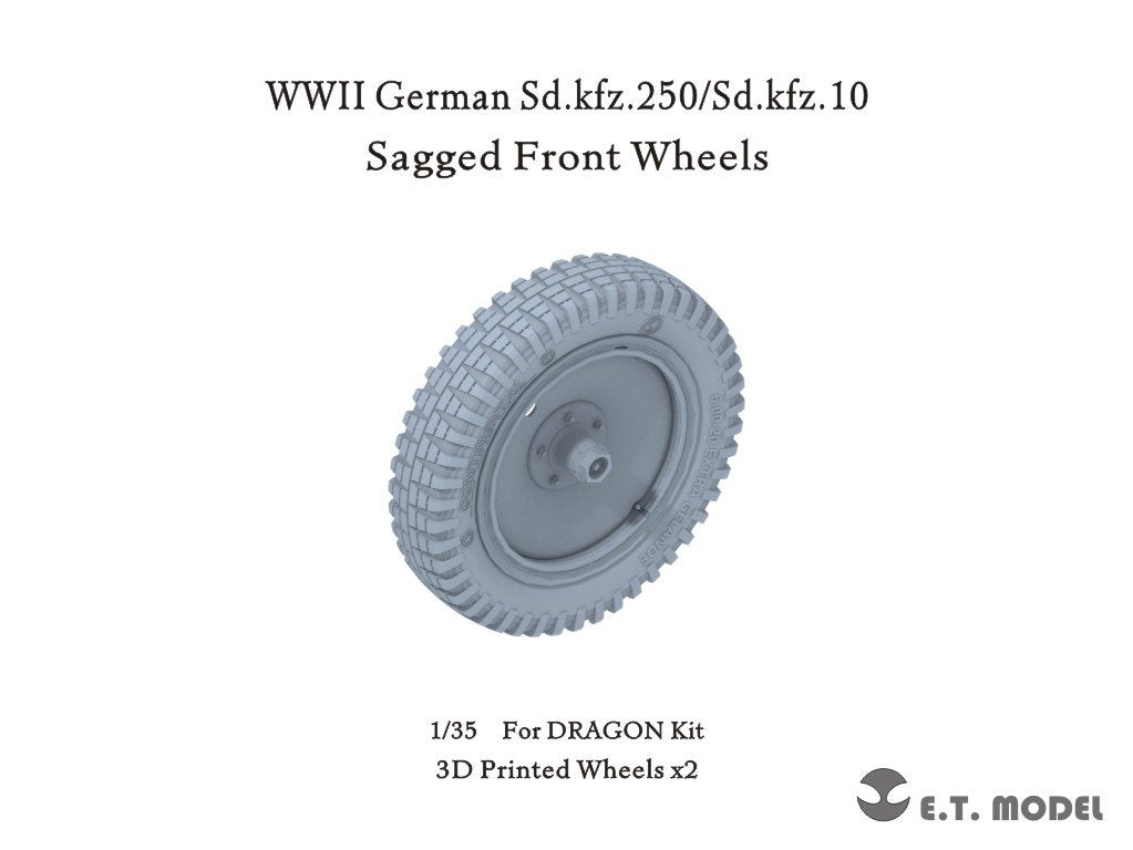 ET Model P35-124 WWII German Sd.kfz.250/Sd.kfz.10 Sagged Front Wheels for Dragon Kit 1/35