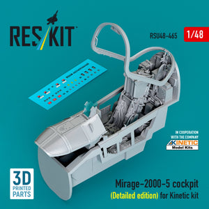 RESKIT RSU48-0465 Mirage-2000-5 cockpit (Detailed edition) for Kinetic kit (3D Printed) 1/48