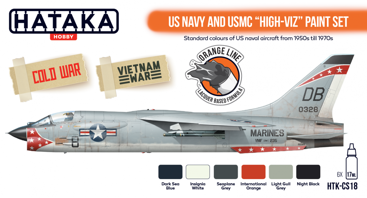 Hataka HTK-CS18 ORANGE LINE – US Navy and USMC high-viz Paint Set 6x17ml – image 2