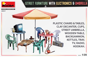 MiniArt 35647 STREET FURNITURE WITH ELECTRONICS &amp;amp; UMBRELLA 1/35 – zdjęcie 2