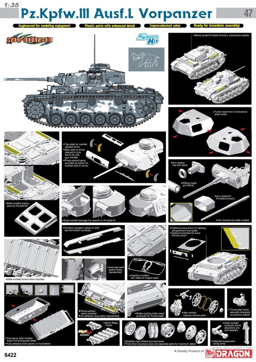 Cyber Hobby 6422 Pz.Kpfw.III Ausf.L Vorpanzer 1/35 – image 2
