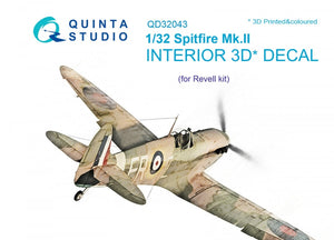 Quinta Studio QD32043 Spitfire Mk. II 3D-Printed &amp;amp; colored Interior on decal paper (for Revell kit) 1/32
