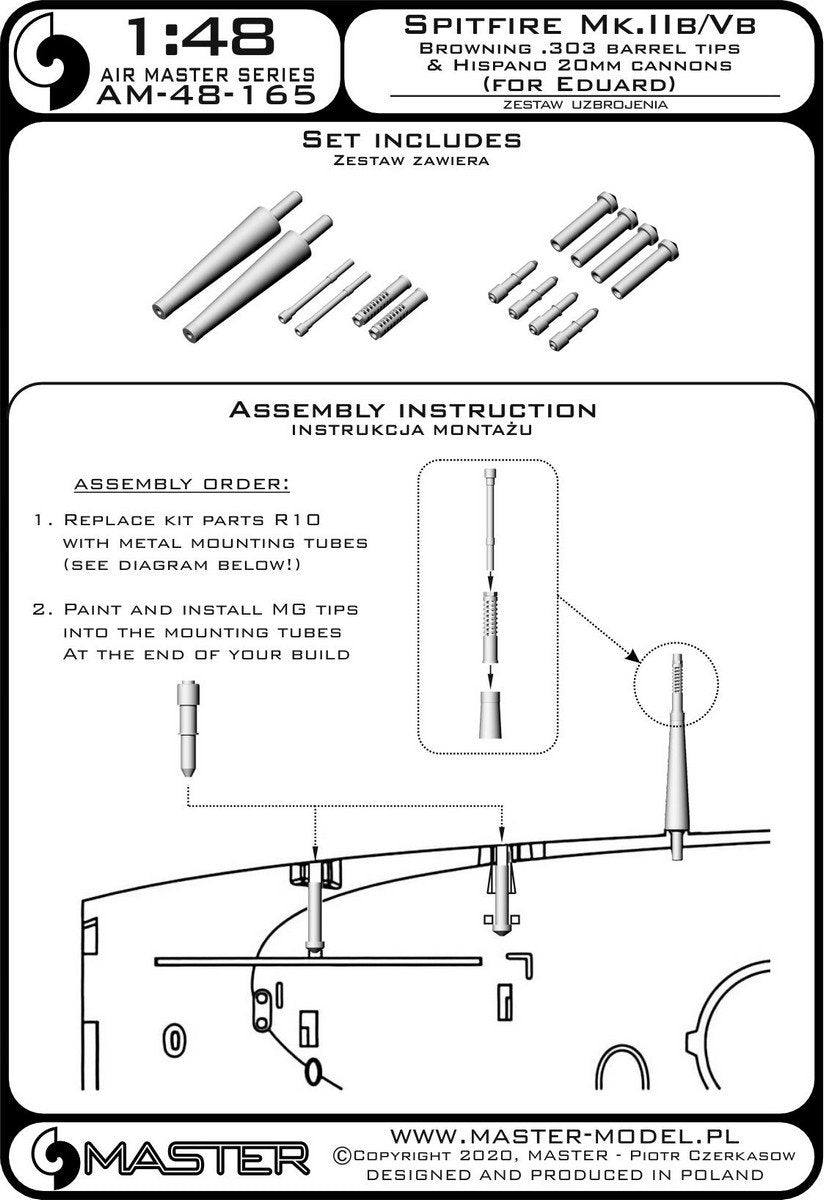 Master AM-48-165 Spitfire Mk. IIb/Vb - 20mm Hispano cannon barrels in shrouds (for Eduard model) 1/48 – Bild 6