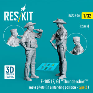 RESKIT RSF32-0069 F-105 (F, G) &amp;quot;Thunderchief&amp;quot; male pilots (in a standing position - type 1) (2 pcs) (3D Printed) 1/32