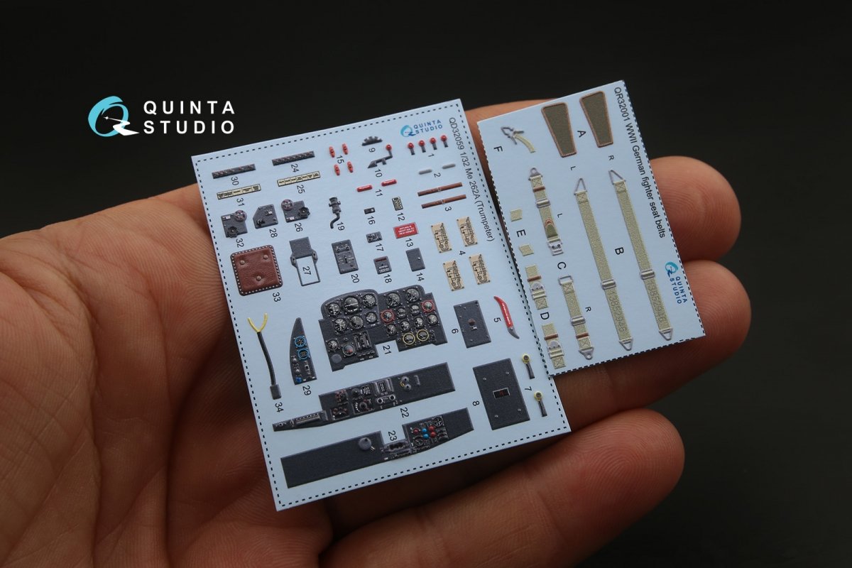 Quinta Studio QD32059 Me-262A 3D-Printed &amp;amp; colored Interior on decal paper (for Trumpeter kit) 1/32 – image 2