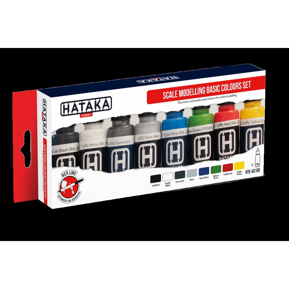 Hataka HTK-AS100 Scale Modeling Basic Colors set (8x17ml)