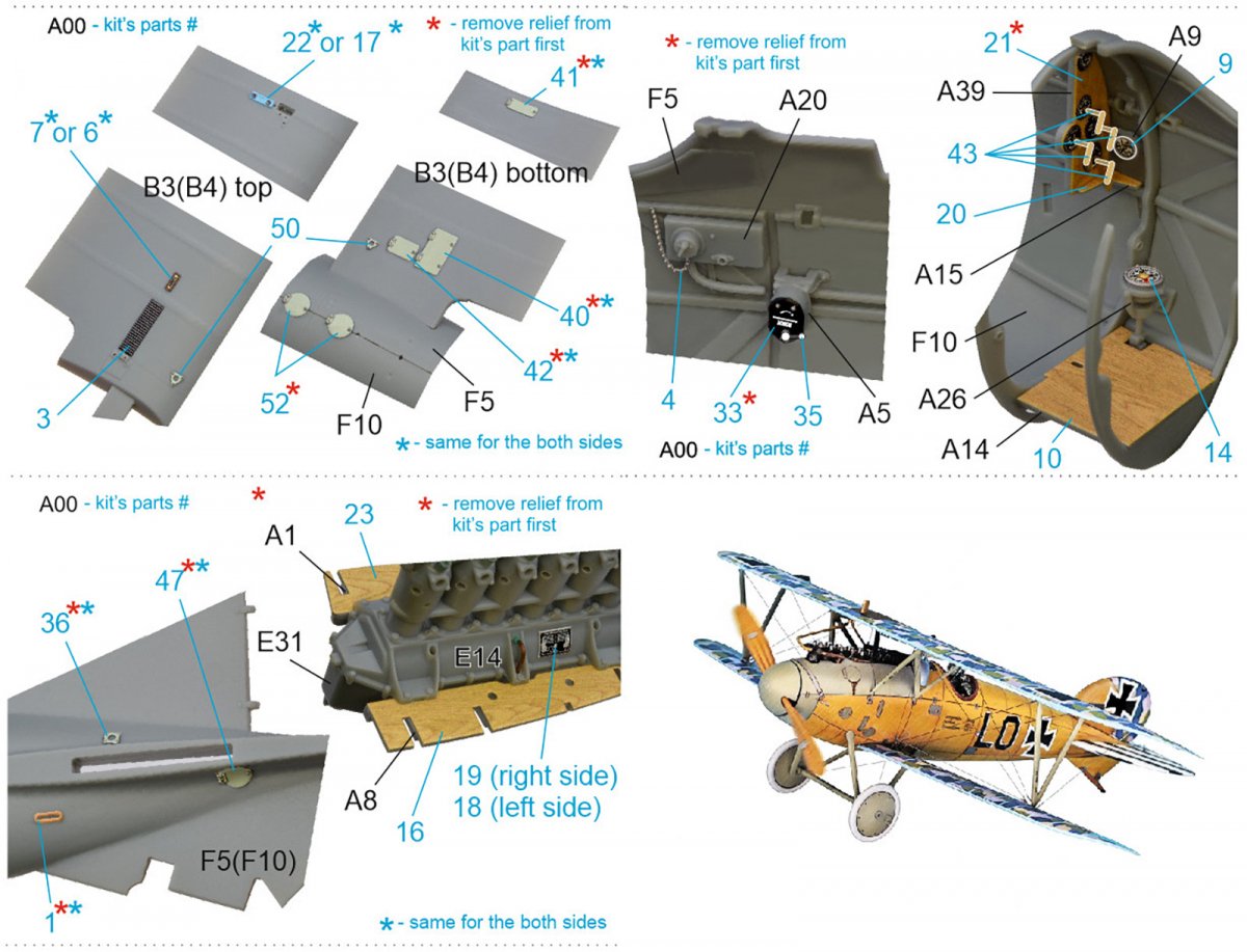 Quinta Studio QD32085 Albatros DV 3D-Printed &amp;amp; colored Interior on decal paper (Wingnut Wings) 1/32 – obrázek 3