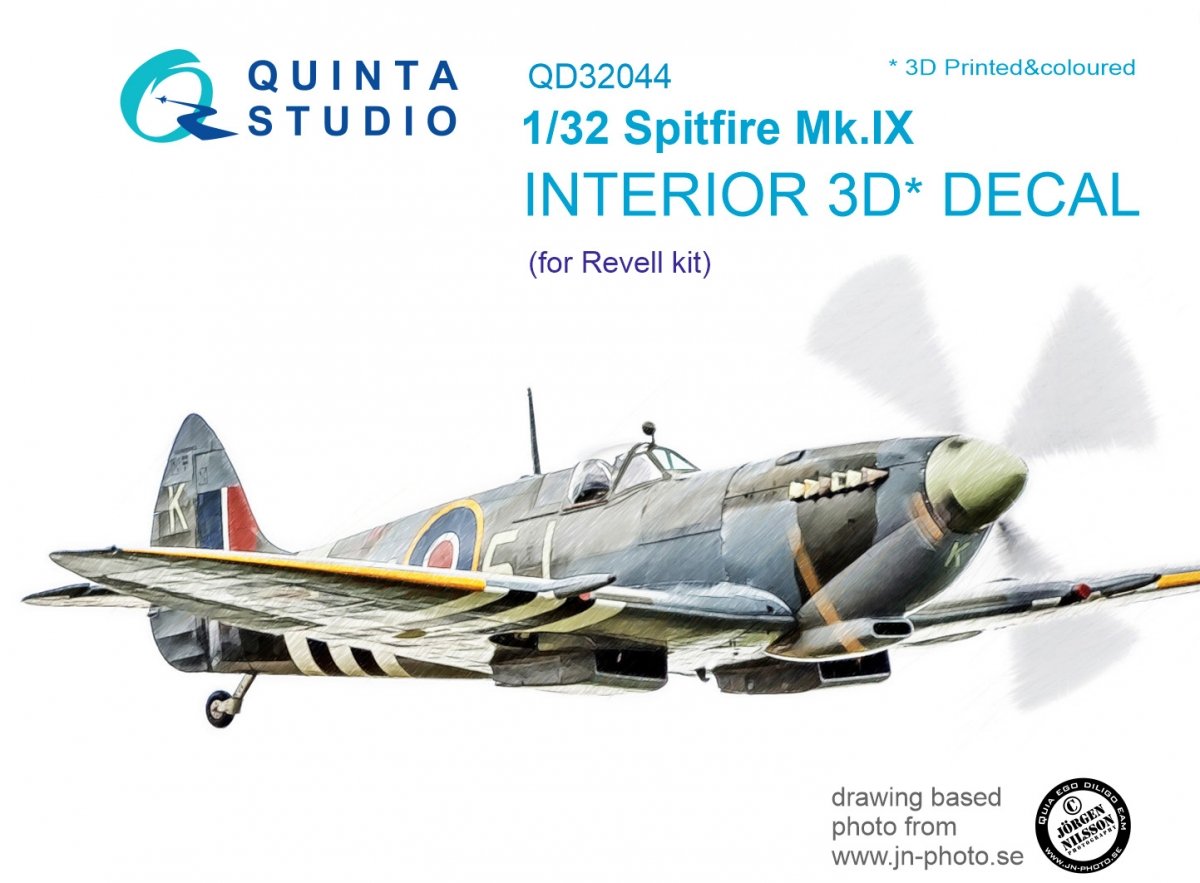 Quinta Studio QD32044 Spitfire Mk. IX 3D-Printed &amp;amp; colored Interior on decal paper (for Revell kit) 1/32
