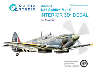 Quinta Studio QD32044 Spitfire Mk. IX 3D-Printed &amp;amp; colored Interior on decal paper (for Revell kit) 1/32