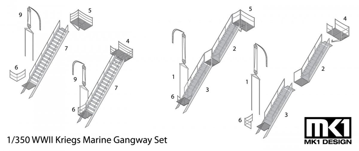 MK1 Design MS-35017 German Gangway Set 1/350 – image 2