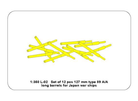 Aber 350L-02 Set of 12 pcs 127mm type 89 A/A long barrels for Japan ships 1/350 – image 5
